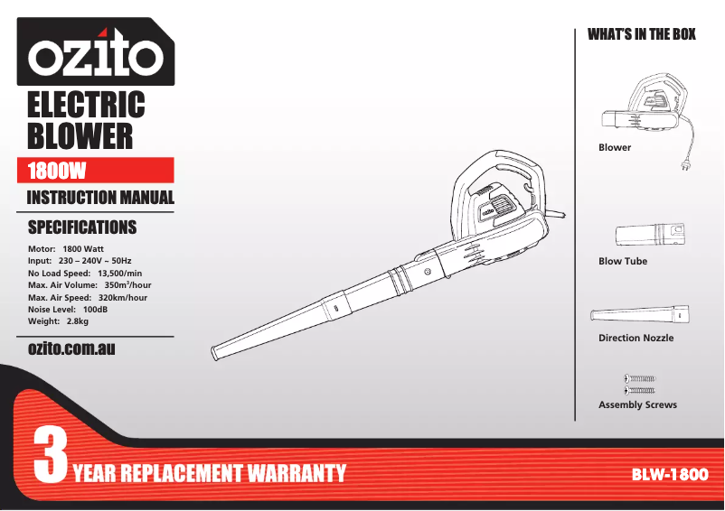 Page n°1 - Manuel utilisateur Ozito BLW-1800