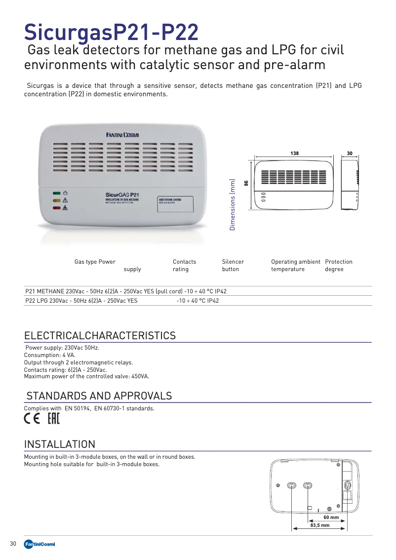 Image de la première page du manuel de l'appareil Sicurgas P21