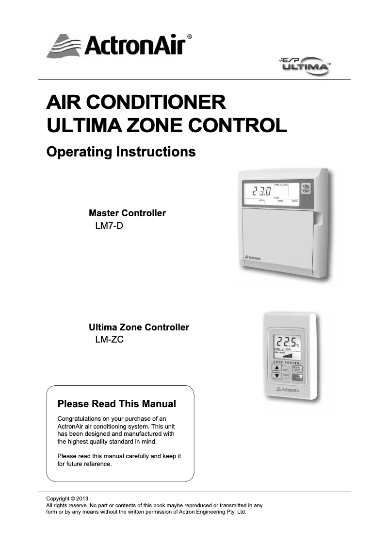 Página 1 del manual Manual de usuario ActronAir ESP Plus SRV171E