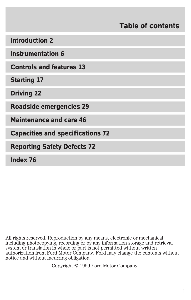 Page 1 de la notice Manuel utilisateur Ford Postal Explorer (2000)