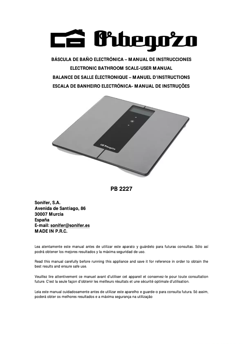 Image de la première page du manuel de l'appareil PB 2227