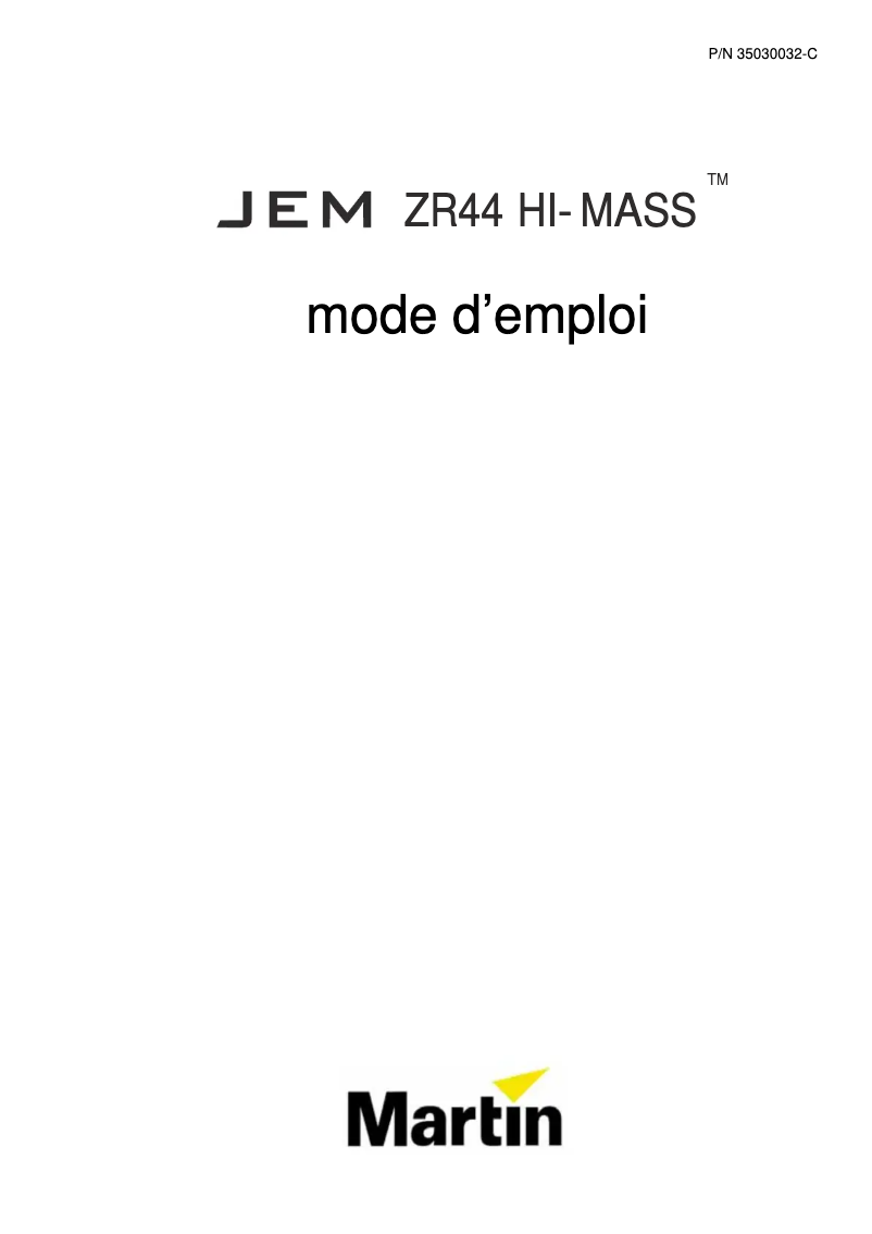 Page n°1 - Manuel utilisateur Martin JEM ZR44 Hi-Mass