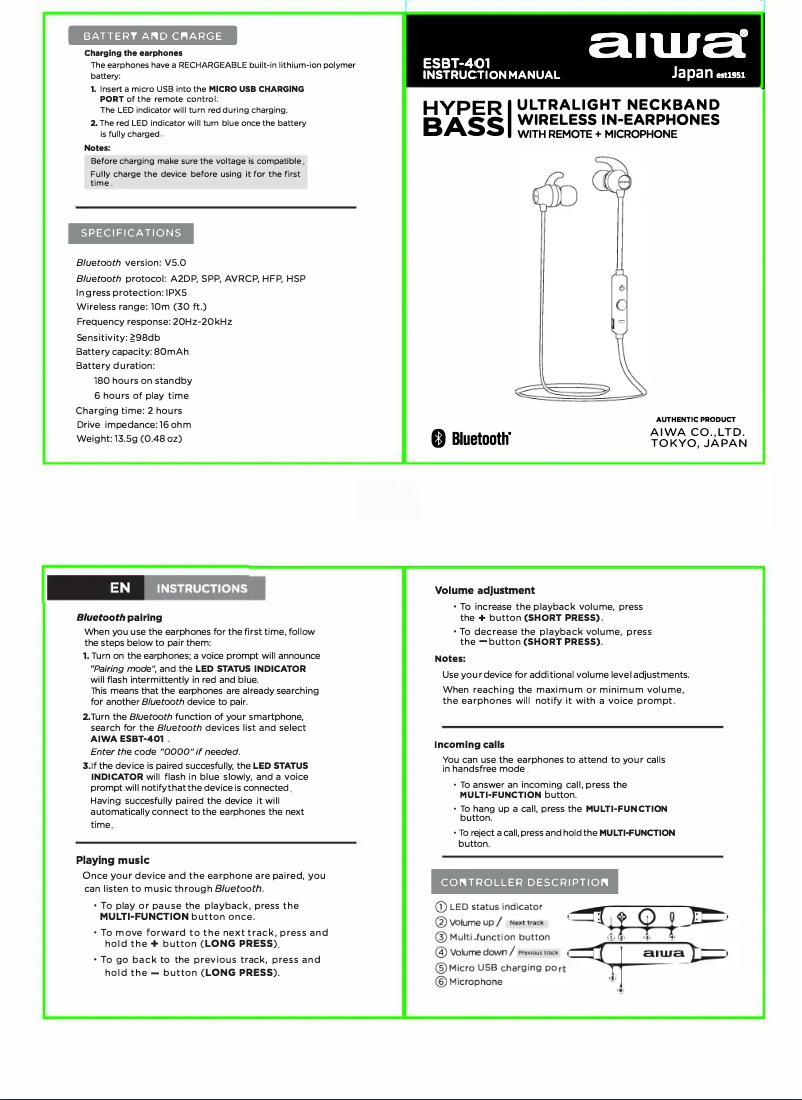 Image de la première page du manuel de l'appareil ESBT-401