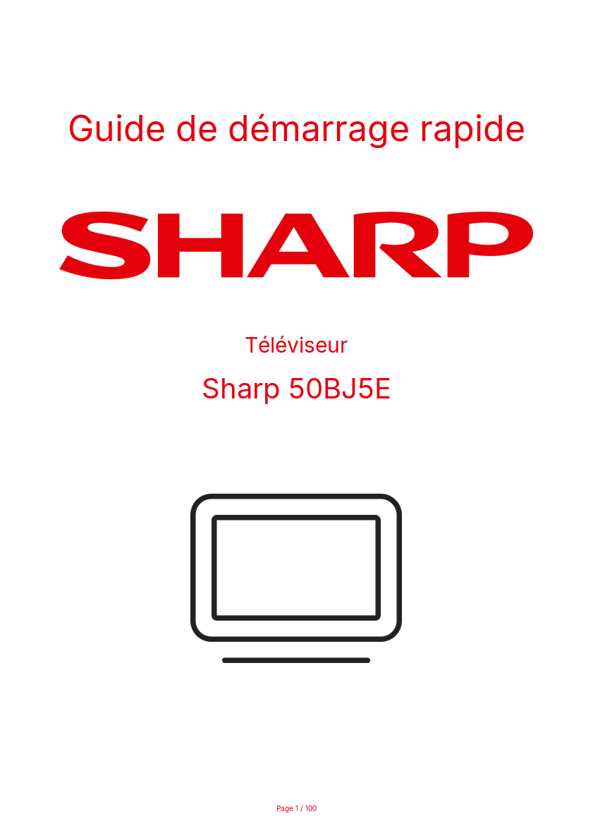Page n°1 - Guide de démarrage rapide Sharp 50BJ5E