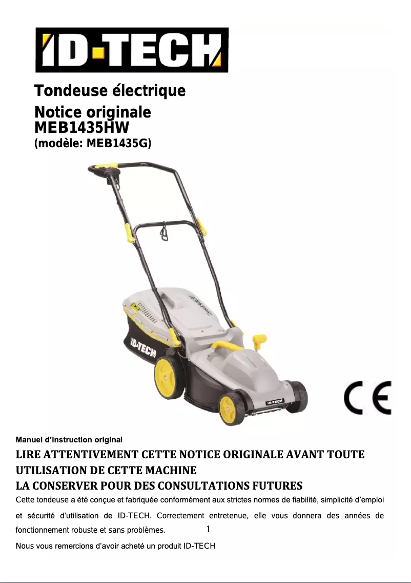 Image de la première page du manuel de l'appareil MEB1435G