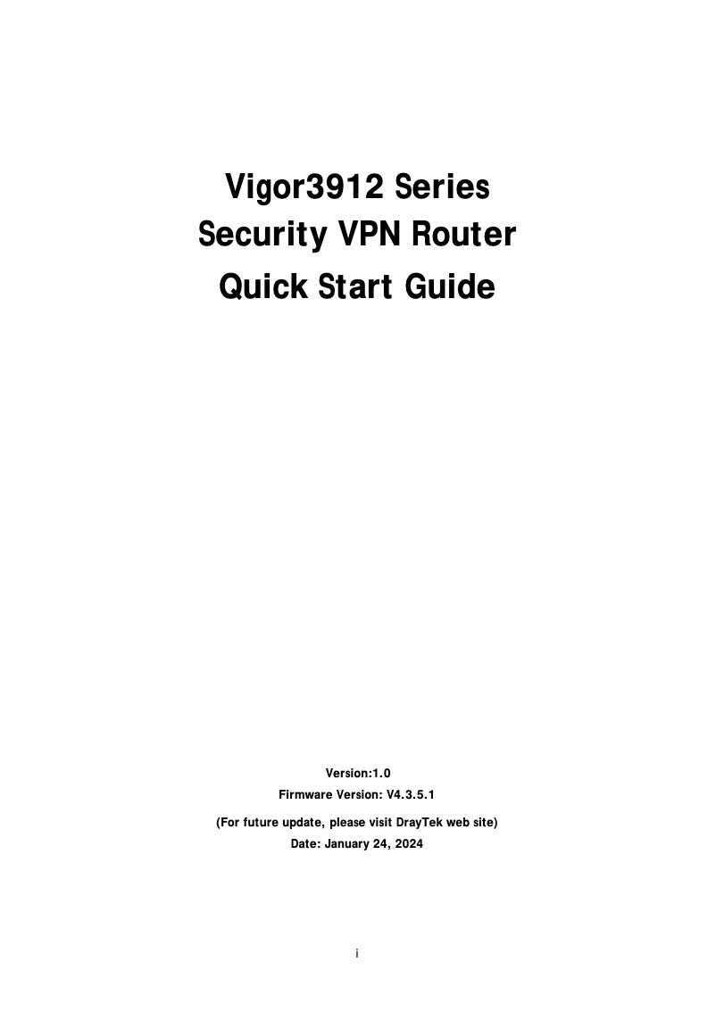 Page 1 de la notice Guide de démarrage rapide Draytek Vigor 3912