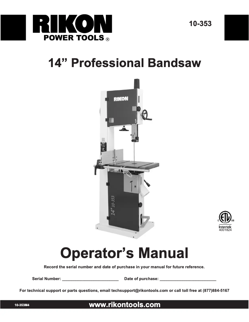 Page n°1 - Manuel utilisateur RIKON 10-353