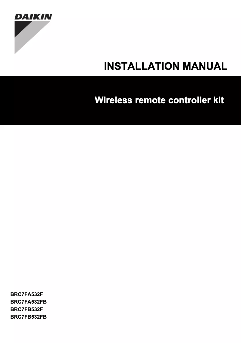 Page 1 de la notice Guide d'installation Daikin BRC7FA532FB