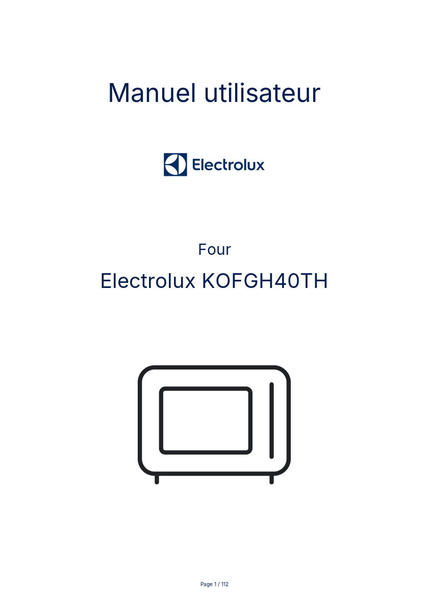 Page n°1 - Manuel utilisateur Electrolux KOFGH40TH