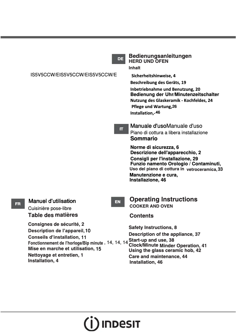Page 1 de la notice Mode d'emploi Indesit IS5V5CCW/E