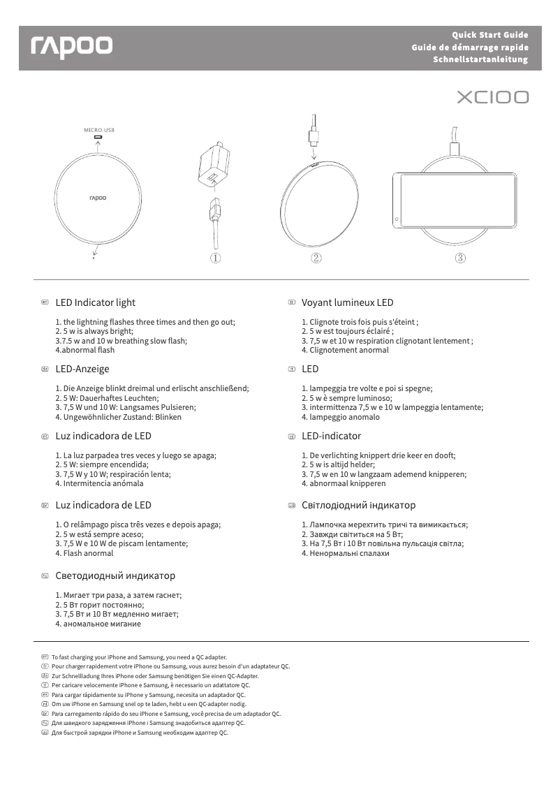 Page 1 de la notice Manuel utilisateur Rapoo XC100