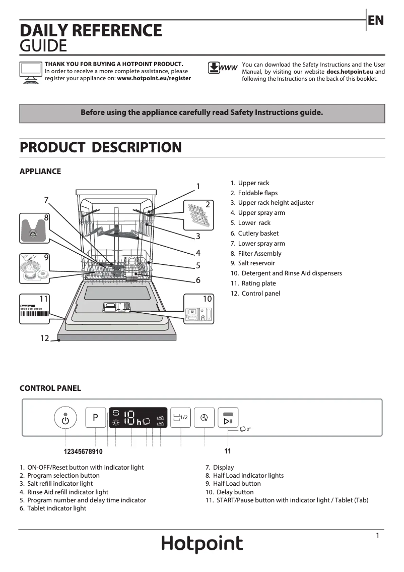 Page n°1 - Manuel utilisateur Hotpoint H2I HD526 UK