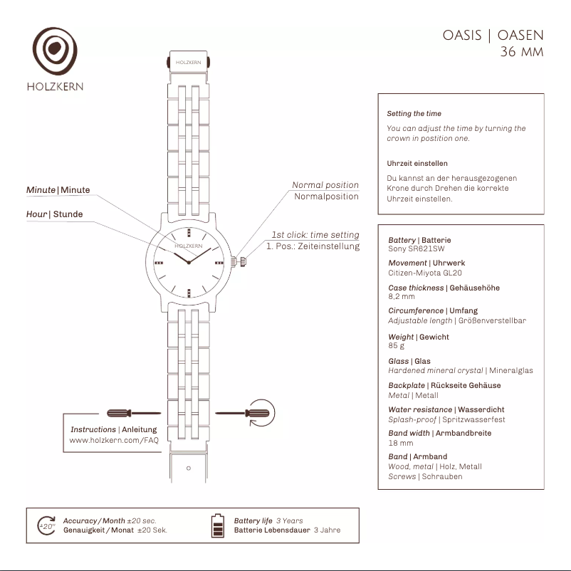 Page 1 de la notice Manuel utilisateur Holzkern Haria
