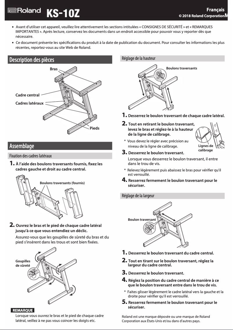 Page 1 de la notice Manuel utilisateur Roland KS-10Z