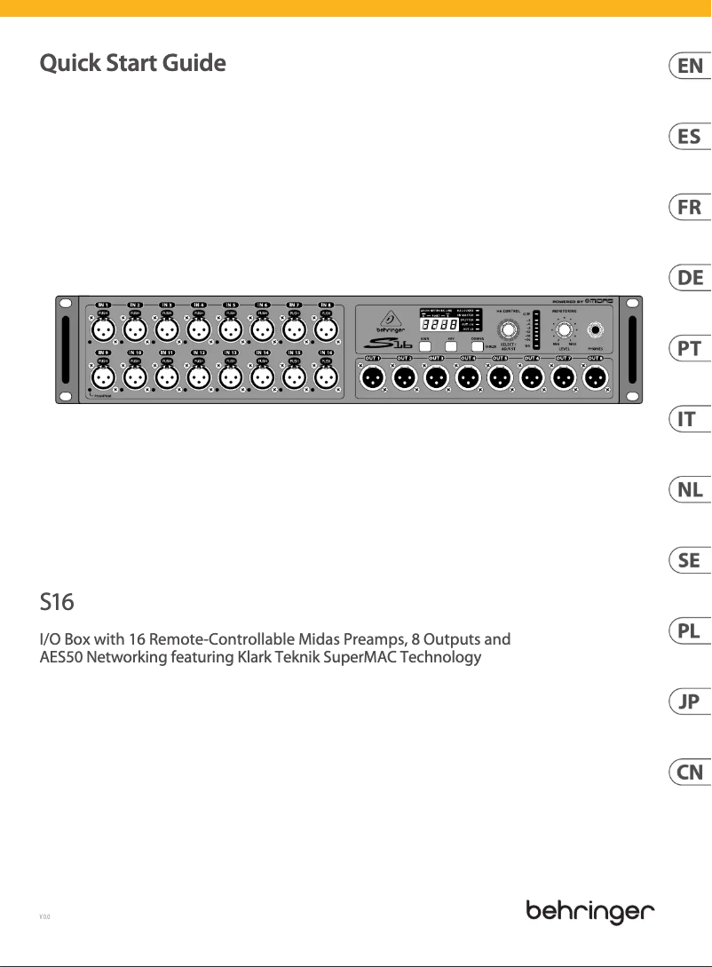 Image de la première page du manuel de l'appareil S16