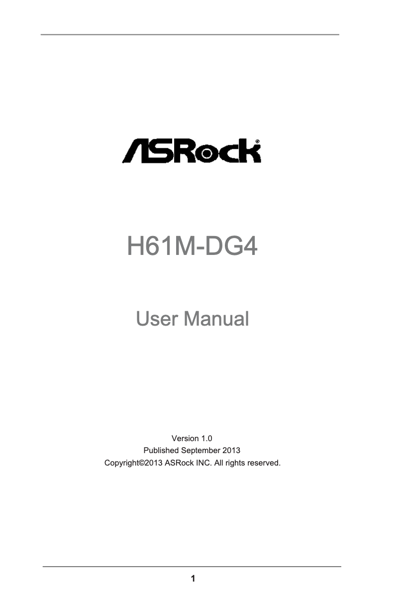 Page n°1 - Manuel utilisateur Asrock H61M-DG4