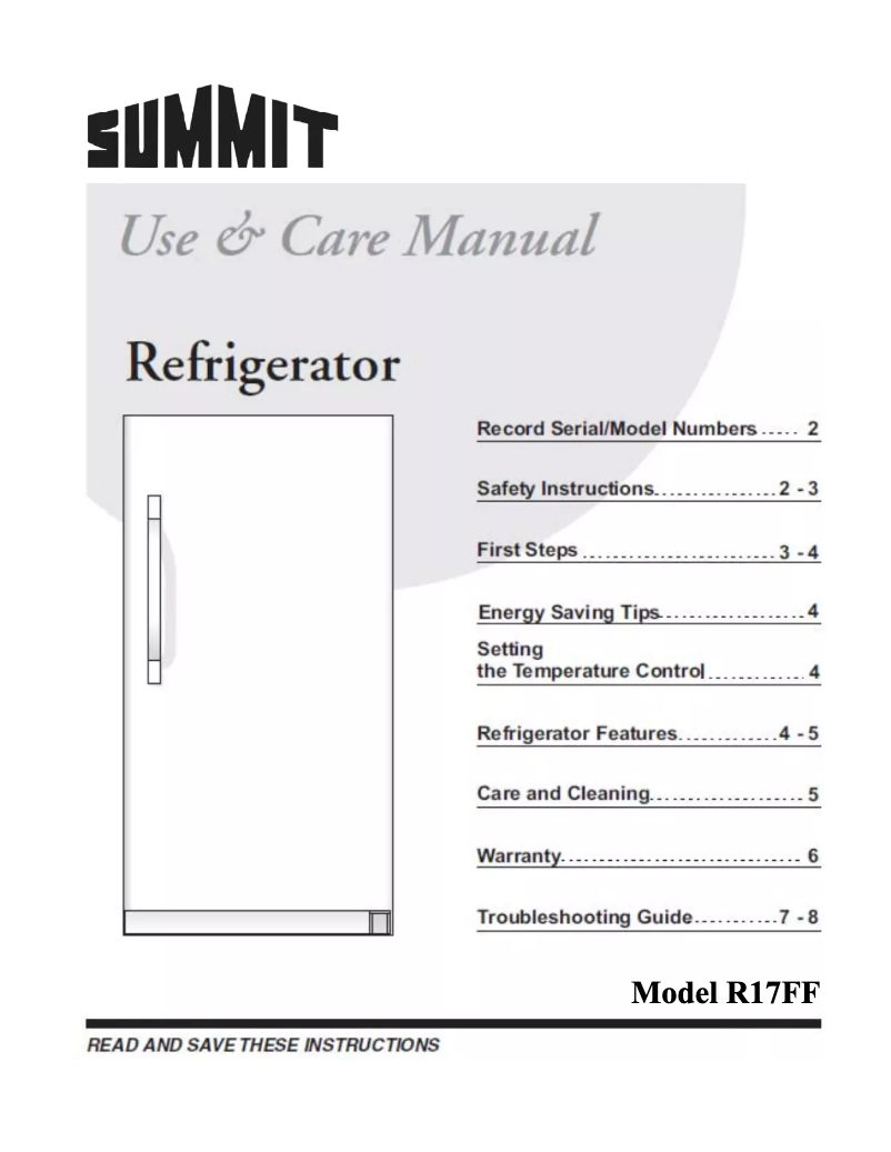 Page 1 de la notice Manuel utilisateur Summit R17FF