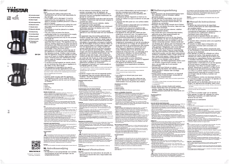 Page n°1 - Manuel utilisateur TriStar CM-1246