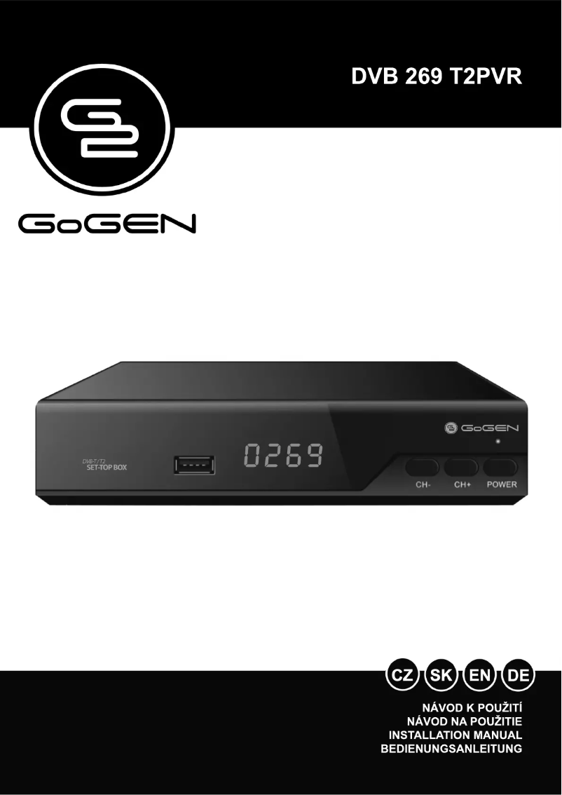 Page n°1 - Manuel utilisateur GoGen DVB 269 T2PVR