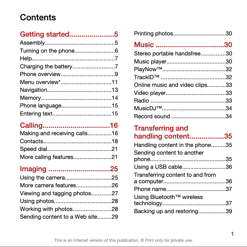 Page 1 de la notice Manuel utilisateur Sony Ericsson T707