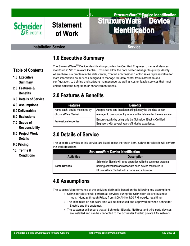Page n°1 - Manuel utilisateur APC StruxureWare