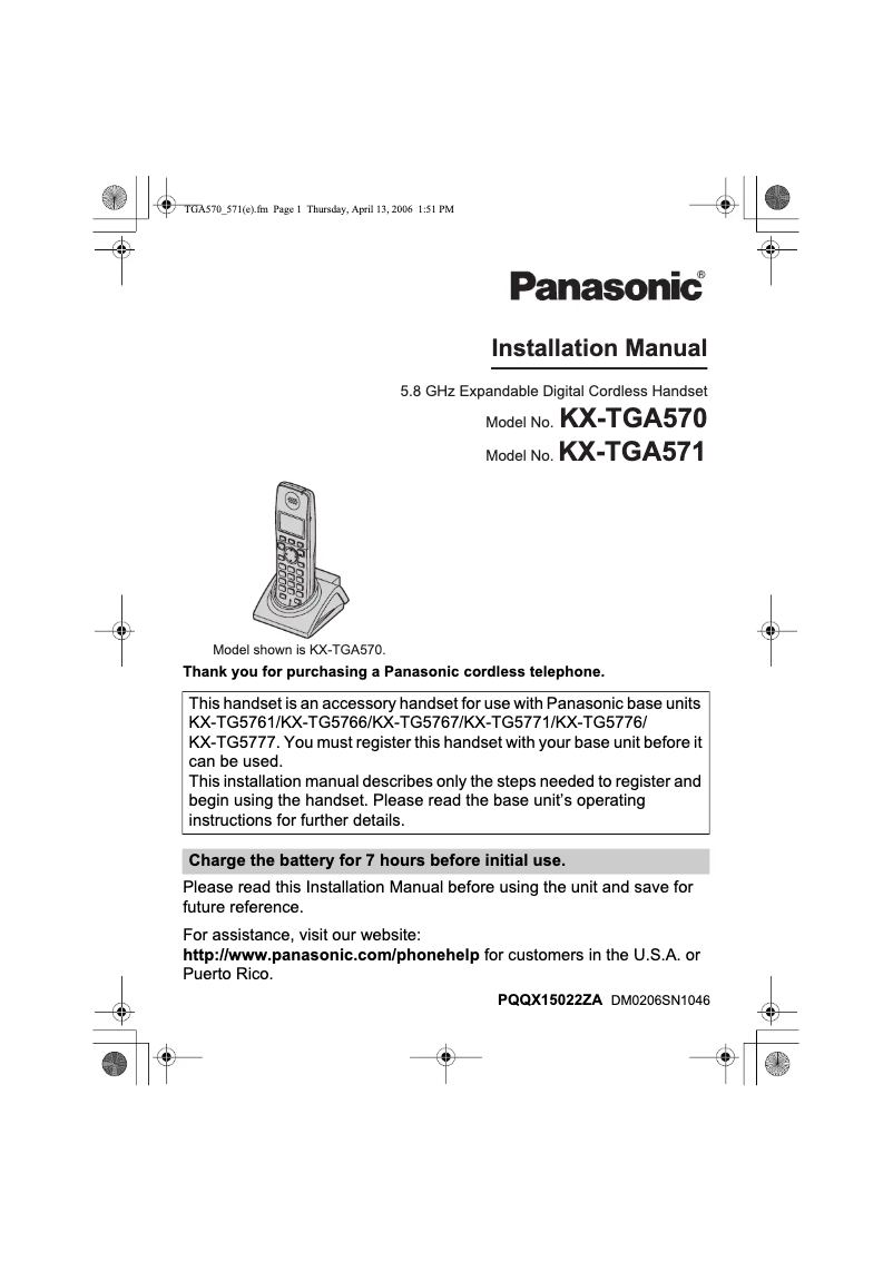 Página 1 del manual Manual de usuario Panasonic KX-TGA570