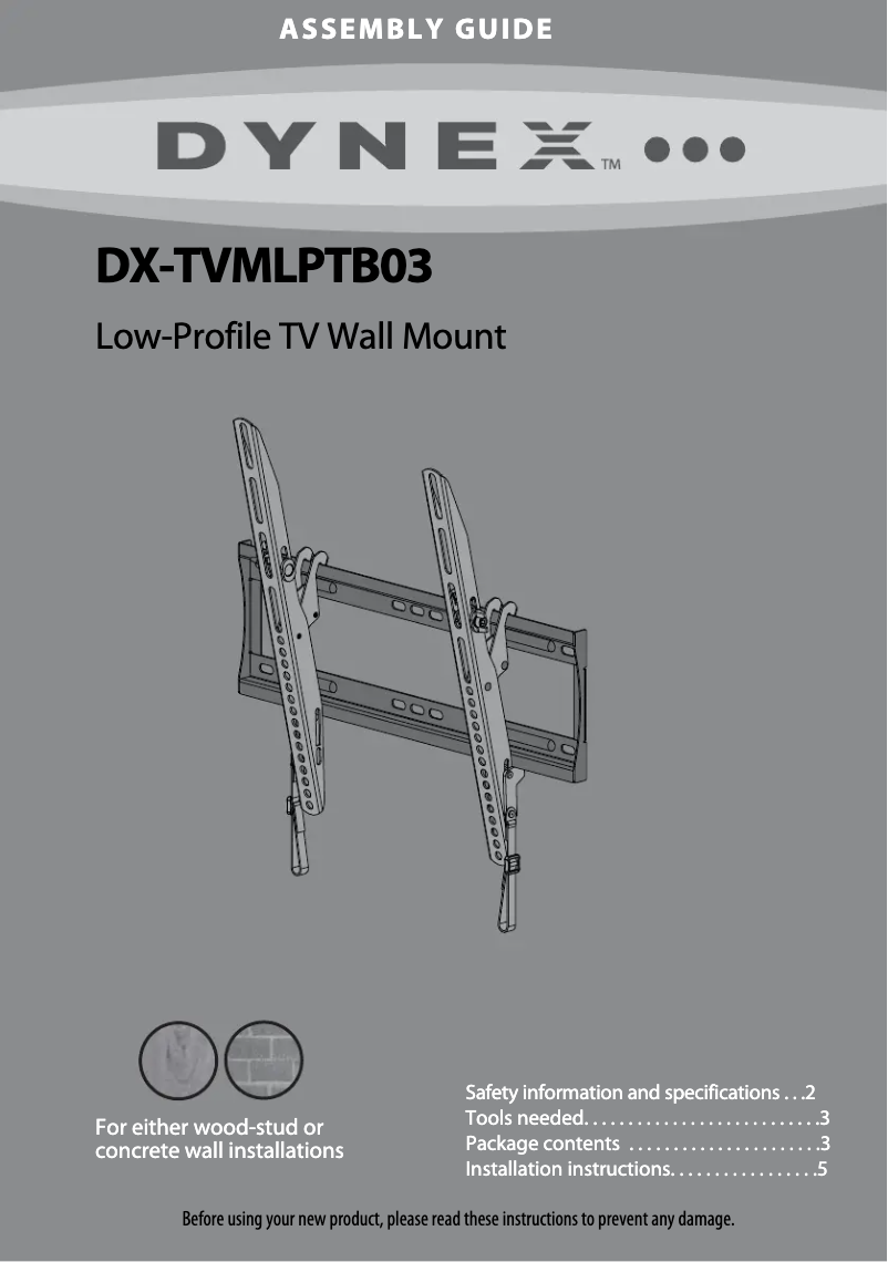 Page 1 de la notice Manuel utilisateur Dynex DX-TVMLPTB03