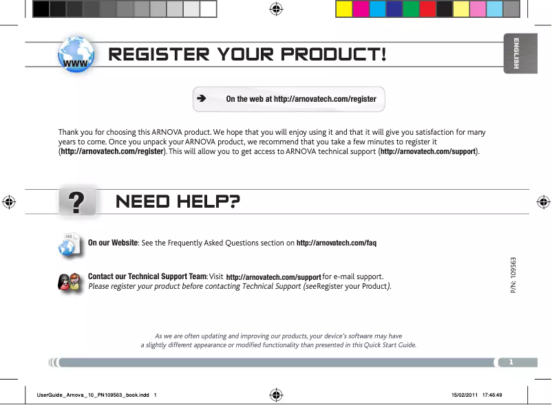 Page n°1 - Manuel utilisateur Arnova 10