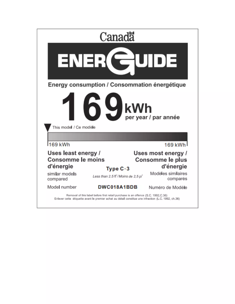 Page n°1 - Label énergétique Danby DWC018A1BDB