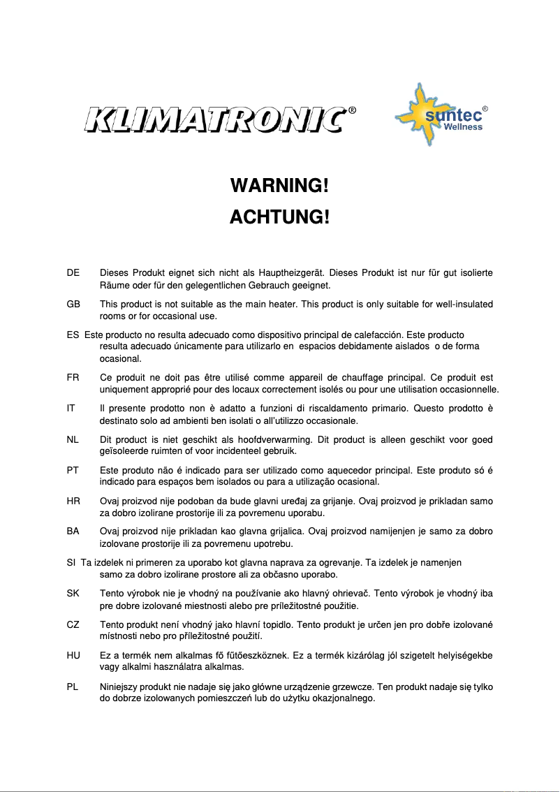 Page 1 de la notice Manuel utilisateur Suntec Heat Safe 2500