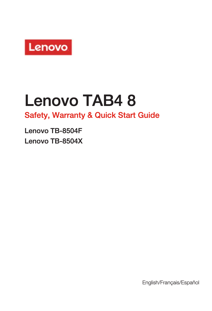 Page n°1 - Manuel utilisateur Lenovo TAB 4 8