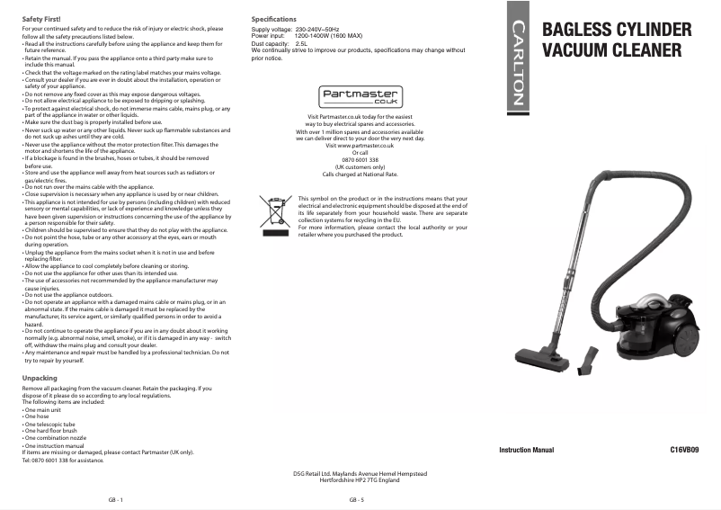 Image de la première page du manuel de l'appareil C16VB09