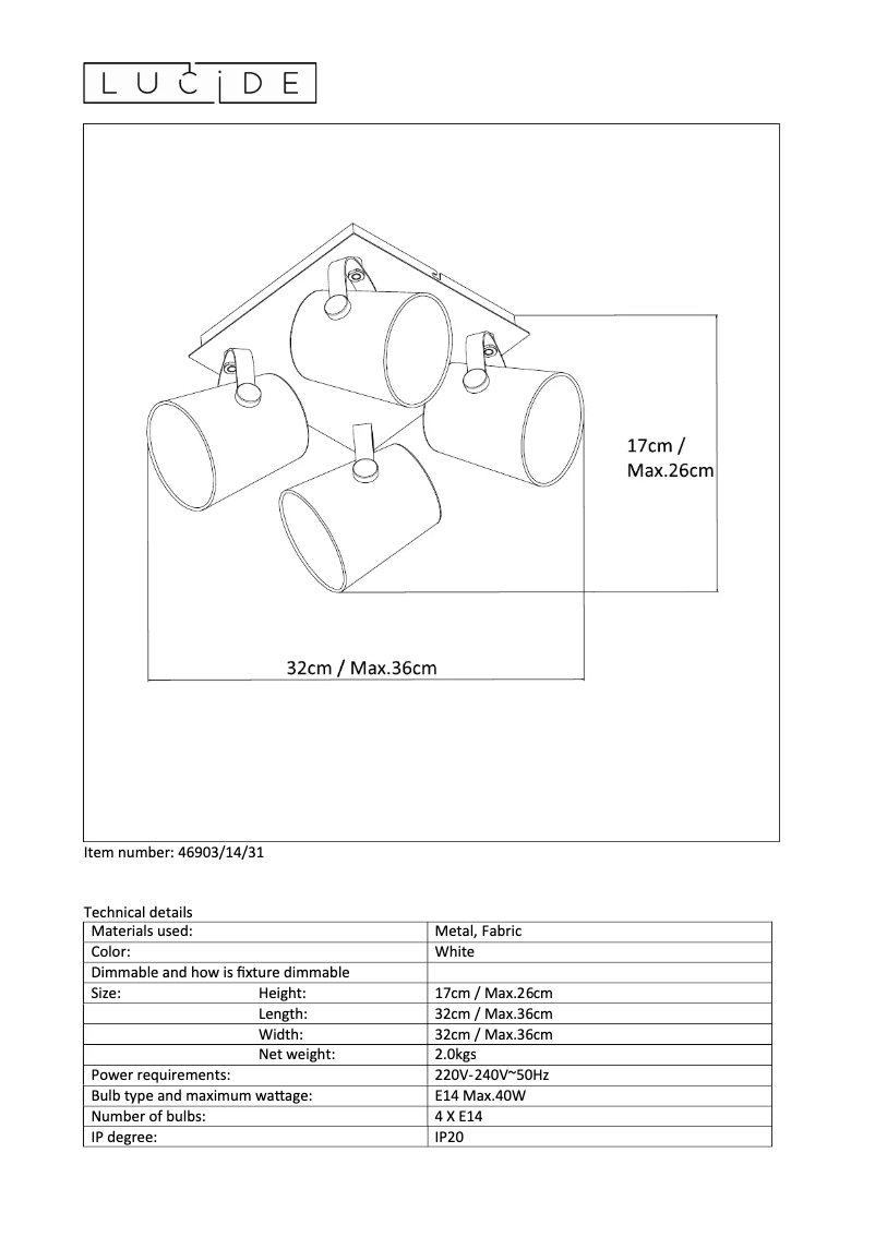 Page 1 de la notice Manuel utilisateur Lucide Edo 46903/14/31