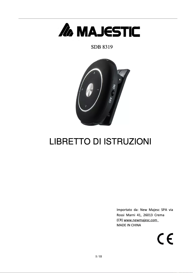 Page n°1 - Manuel utilisateur Majestic SDB 8319