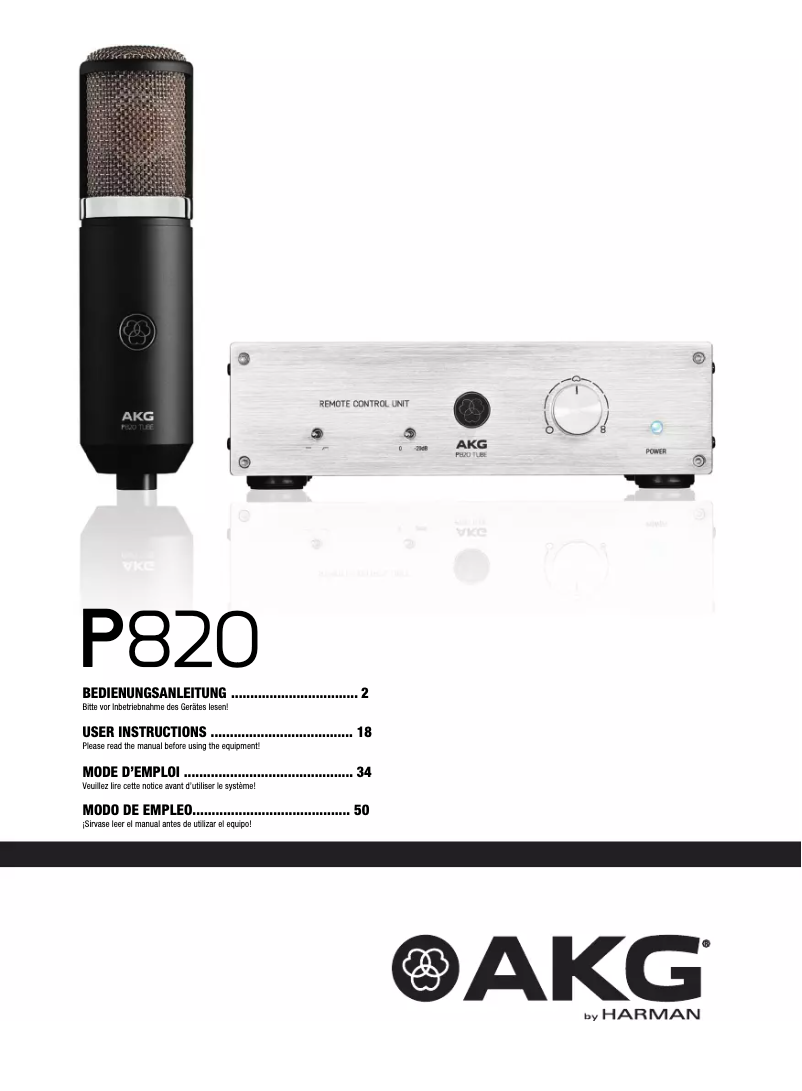 Page n°1 - Manuel utilisateur AKG P820