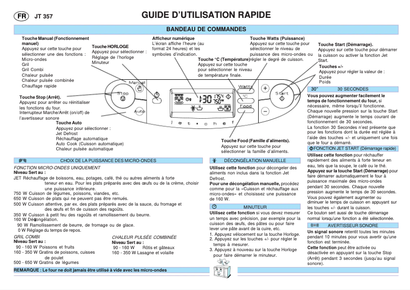 Page n°1 - Manuel utilisateur Whirlpool JT 357 WH