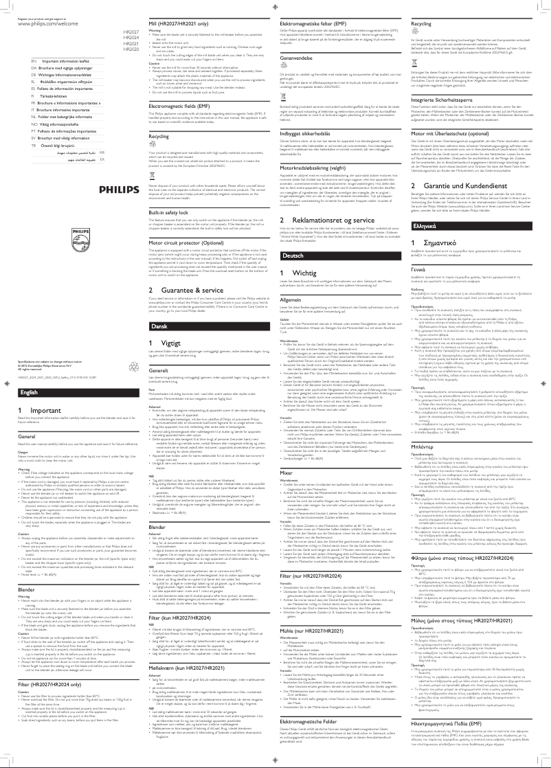 Page 1 de la notice Manuel utilisateur Philips Daily Collection HR2020