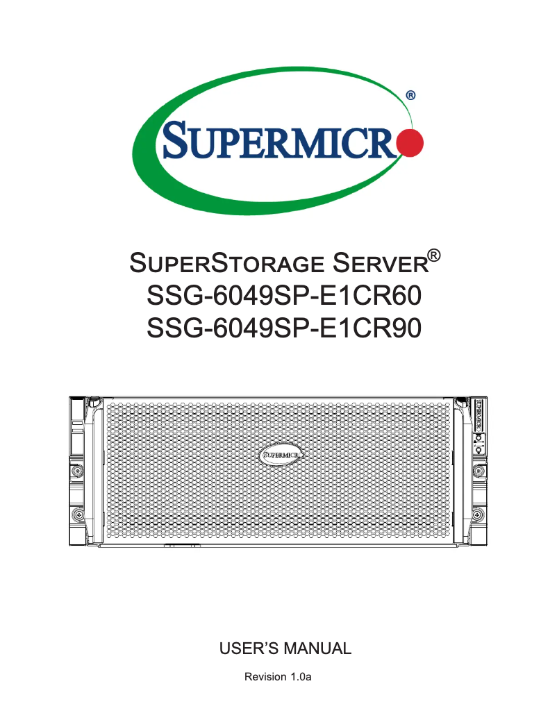 Page 1 de la notice Manuel utilisateur Supermicro SuperStorage 6049SP-E1CR90