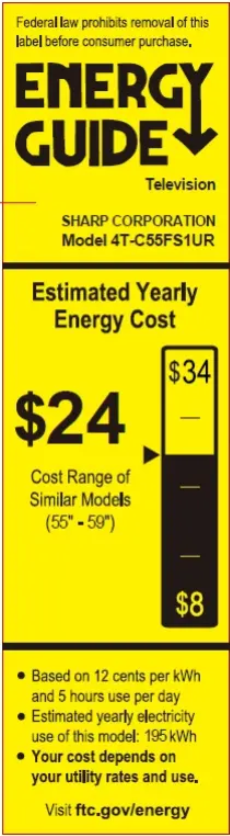 Page 1 de la notice Label énergétique Sharp 4T-C55FS1UR