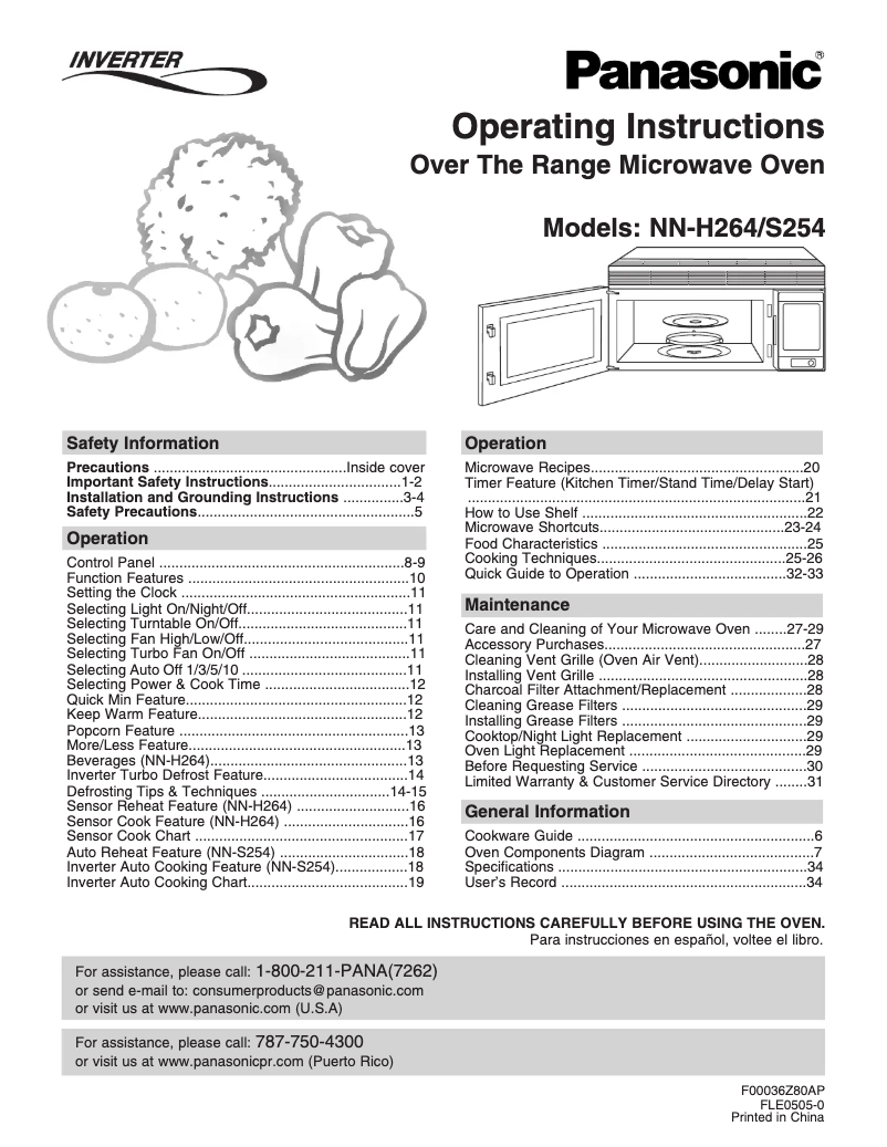 Page 1 de la notice Manuel utilisateur Panasonic NN-H264