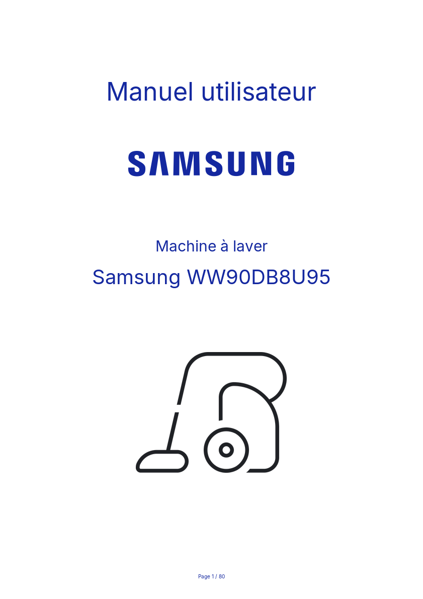 Image de la première page du manuel de l'appareil WW90DB8U95