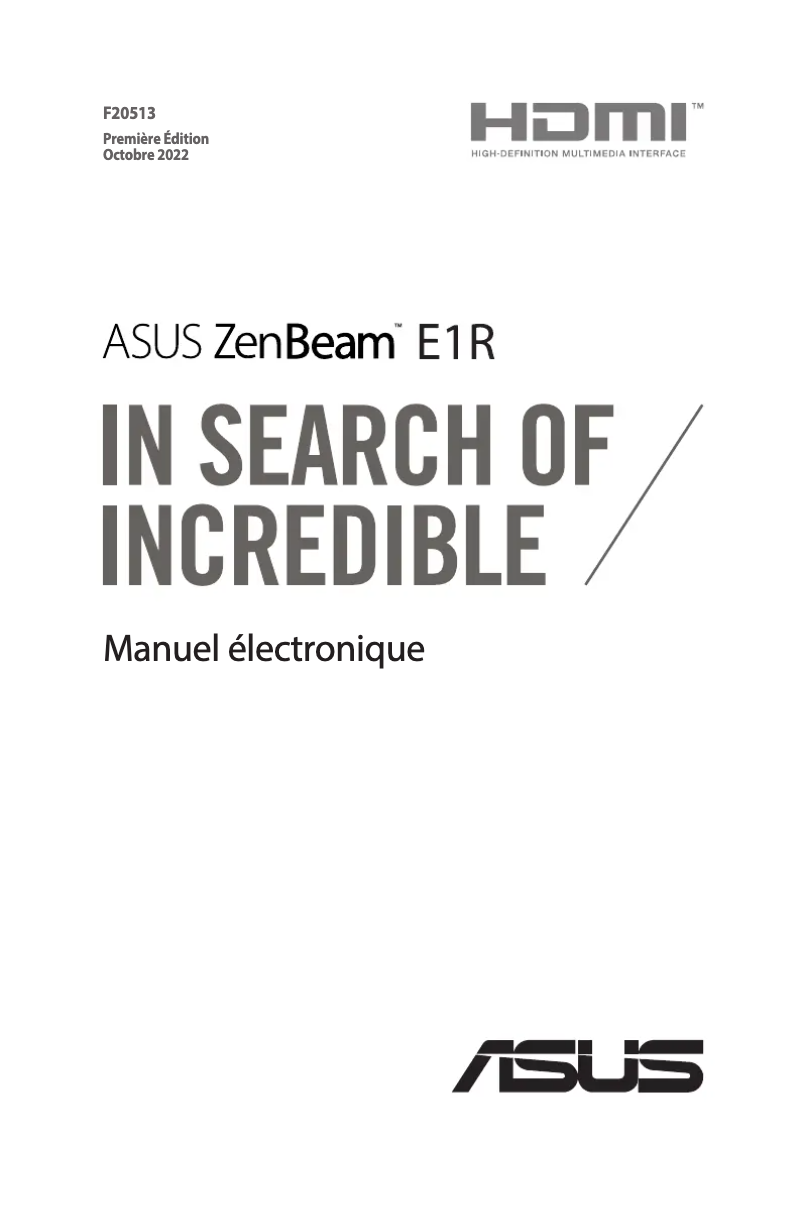 Image de la première page du manuel de l'appareil ZenBeam E1R