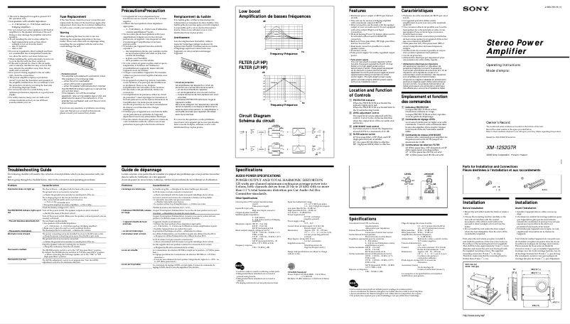 Page 1 de la notice Manuel utilisateur Sony XM-1252GTR