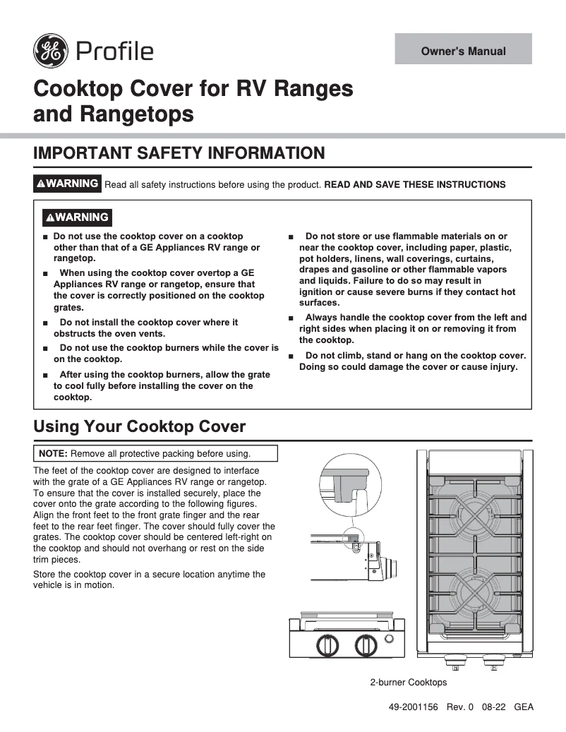 Image de la première page du manuel de l'appareil Profile JXCVR210T