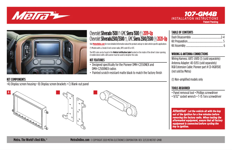 Page n°1 - Manuel utilisateur Metra 107-GM4B