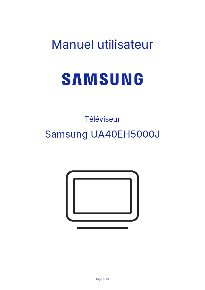 Page n°1 - Manuel utilisateur Samsung UA40EH5000J