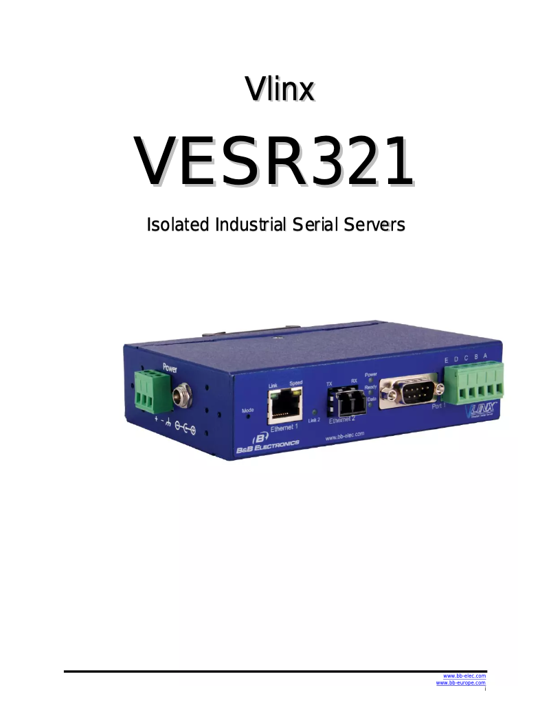 Page n°1 - Manuel utilisateur B&B Electronics VESR321-SL