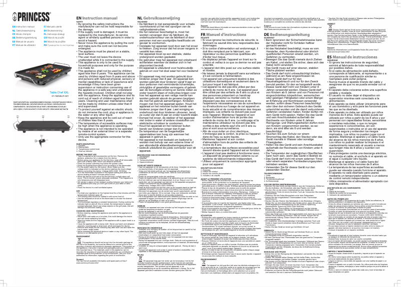 Image de la première page du manuel de l'appareil Table Chef XXL 102326