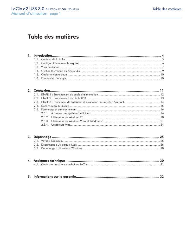 Page n°1 - Manuel utilisateur LaCie D2, USB 3.0