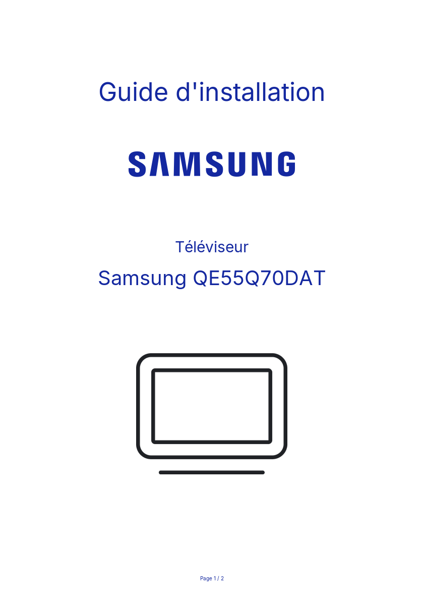 Image de la première page du manuel de l'appareil QE55Q70DAT